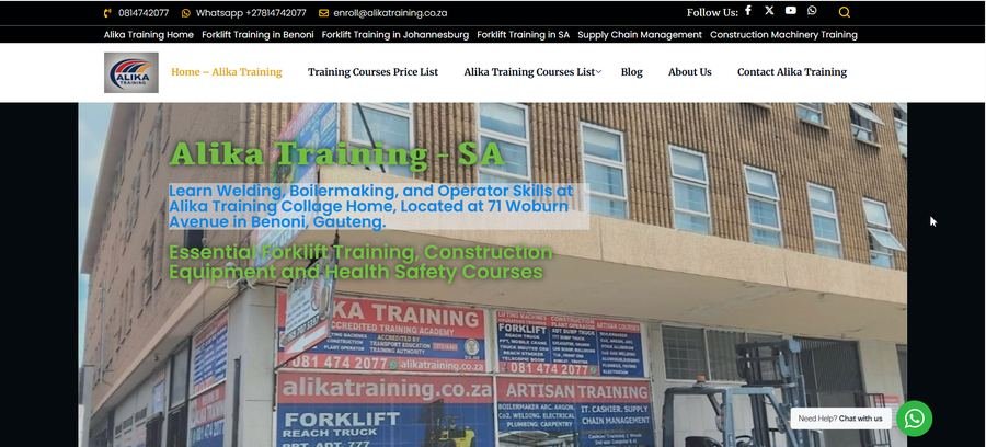 Alika Training homepage screenshot
