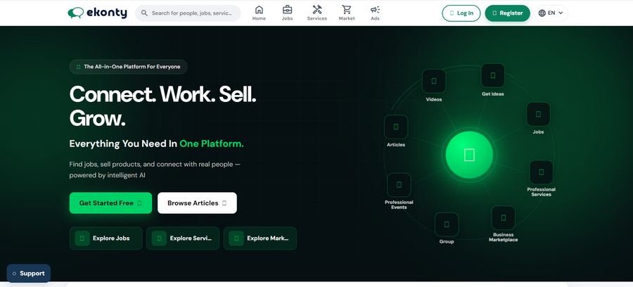 Ekonty homepage screenshot