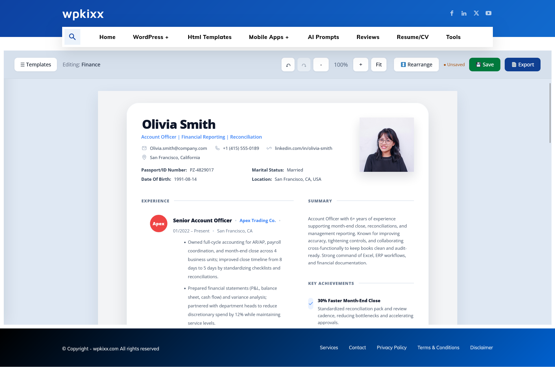 Free resume builder professional marketing resume template preview