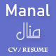 Manal – Personal Portfolio CV Resume One Page Template